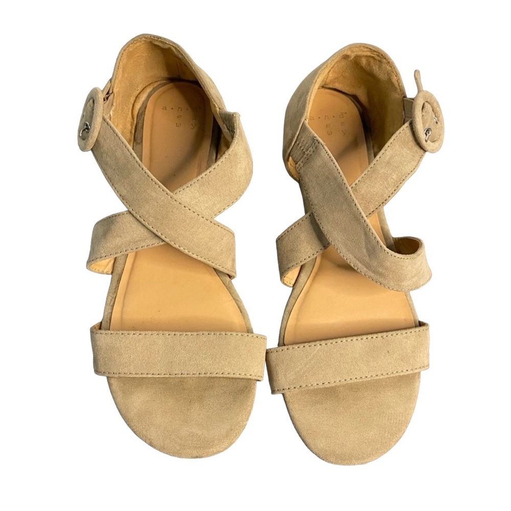 A New Day Tan Criss Cross Buckle Sandals